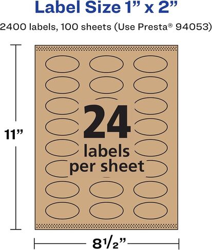 Avery Kraft Brown Oval Labels - 360 Sure Feed, 1" x 2", Print-to-The-Edge, Laser/Inkjet Printable in Saudi Arabia