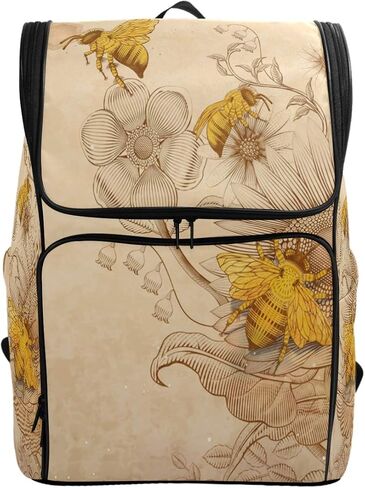Naanle Stylish Honey Bees and Wildflowers Retro Style Casual Daypack College Students Multipurpose Backpack Large Travel Hiking Bags Computer Bag for Men Women in Saudi Arabia