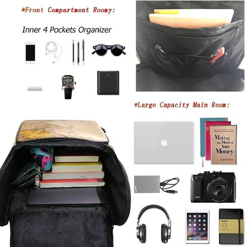 Naanle Stylish Honey Bees and Wildflowers Retro Style Casual Daypack College Students Multipurpose Backpack Large Travel Hiking Bags Computer Bag for Men Women in Saudi Arabia
