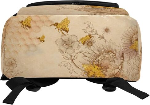 Naanle Stylish Honey Bees and Wildflowers Retro Style Casual Daypack College Students Multipurpose Backpack Large Travel Hiking Bags Computer Bag for Men Women in Saudi Arabia