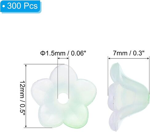 Patikil 0.3x0.5 حبات زهرة متجمدة ، 300 بكسل حبات زهرة البوق الأكريليك للأساور والأقراط والقلائد وصنع المجوهرات وحرف DIY ، اللون الوردي الأخضر in Kuwait