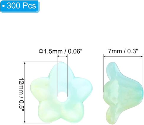 Patikil 0.3x0.5 حبات زهرة متجمدة ، 300 بكسل حبات زهرة البوق الأكريليك للأساور والأقراط والقلائد وصنع المجوهرات وحرف DIY ، اللون الوردي الأخضر in Kuwait