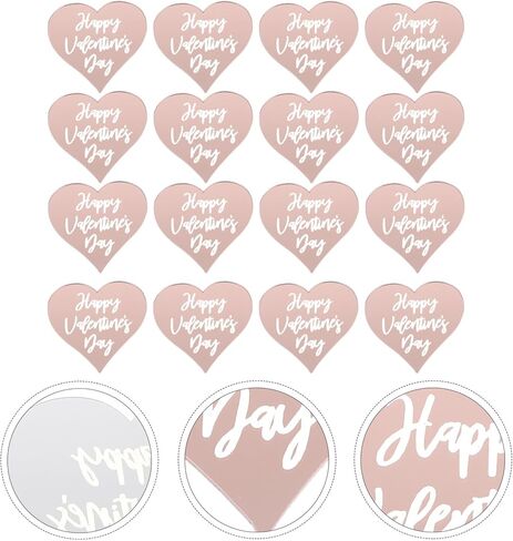25pcs Happy Valentines Day Cupcake Toppers,Gold Acrylic Heart Cake Disc Heart Mirror Picks DIY Dessert Cup Cupcake Decorations Supplies for Valentines Day Anniversary A in Kuwait