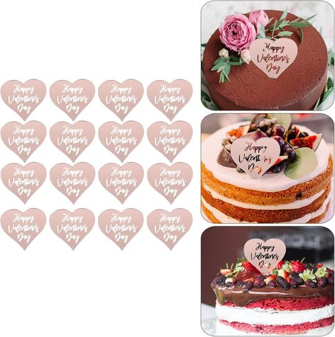 25pcs Happy Valentines Day Cupcake Toppers,Gold Acrylic Heart Cake Disc Heart Mirror Picks DIY Dessert Cup Cupcake Decorations Supplies for Valentines Day Anniversary A in Kuwait
