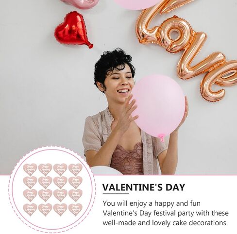 25pcs Happy Valentines Day Cupcake Toppers,Gold Acrylic Heart Cake Disc Heart Mirror Picks DIY Dessert Cup Cupcake Decorations Supplies for Valentines Day Anniversary A in Kuwait