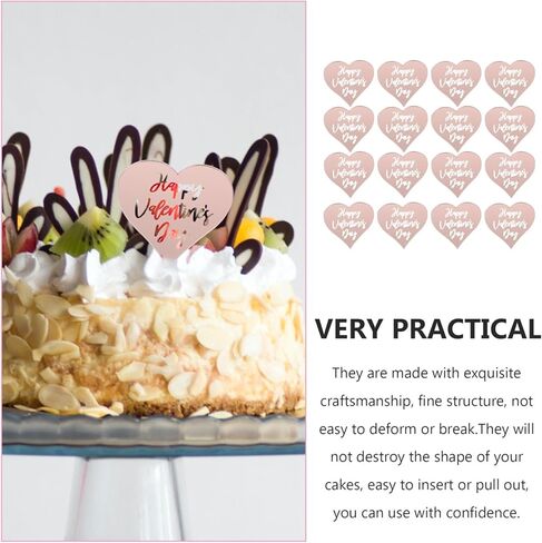 25pcs Happy Valentines Day Cupcake Toppers,Gold Acrylic Heart Cake Disc Heart Mirror Picks DIY Dessert Cup Cupcake Decorations Supplies for Valentines Day Anniversary A in Kuwait