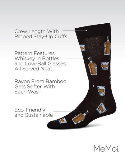 MeMoi Whiskey Bar Conversational Bamboo Blend Men's Socks in Saudi Arabia