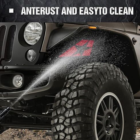 بطانات الرفارف الأمامية الداخلية متوافقة مع 2007-2018 Jeep Wrangler JK & JKU Unlimited Sport Sahara Rubicon، واقيات الطين على طراز الترباس وغطاء مشاعل العجلة الفولاذية (2/4 أبواب) in Kuwait