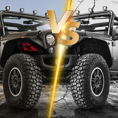 بطانات الرفارف الأمامية الداخلية متوافقة مع 2007-2018 Jeep Wrangler JK & JKU Unlimited Sport Sahara Rubicon، واقيات الطين على طراز الترباس وغطاء مشاعل العجلة الفولاذية (2/4 أبواب) in Kuwait