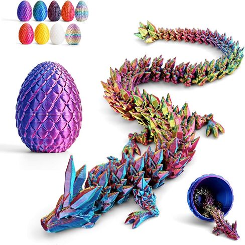 Cessfle 3D Printed Dragon Egg, 3D Dragon Eggs with Dragon Inside, Crystal Dragon Egg Fidget Toys Purple Dragon Egg, Easter Eggs Dragon Toys Gifts for Kids 5-7 in Saudi Arabia