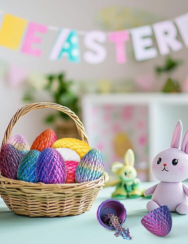 Cessfle 3D Printed Dragon Egg, 3D Dragon Eggs with Dragon Inside, Crystal Dragon Egg Fidget Toys Purple Dragon Egg, Easter Eggs Dragon Toys Gifts for Kids 5-7 in Saudi Arabia