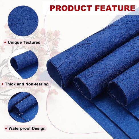 MECCANIXITY Flower Wrapping Paper, 5 Roll Waterproof Bouquet Crepe Paper Streamer Sheet for Crafts Birthday Gift Florist Packing Party (Flaxen, 22 x 22 Inch) in Kuwait