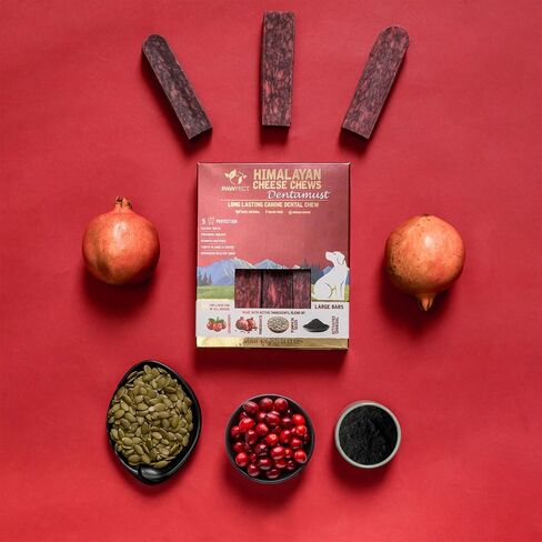 Dentamust Himalayan Cheese Chews for Dogs - Cranberry | طويل الأمد ، جميع المضغ الطبيعي للكلاب المتوسطة | خالية من الحبوب | خالية من الجلود | يساعد في أمراض اللثة | غني الكالسيوم (6.8 أوقية ، حزمة من 3) in Kuwait