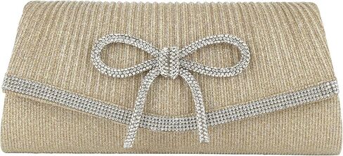 Envelope Clutch Purse Women Rhinestone Bow Sparkly Evening Bag Glitter Wedding Party Prom Handbag, Black in Saudi Arabia