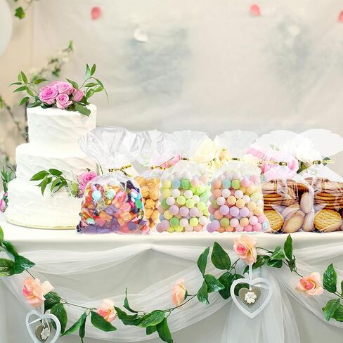 Wocuz Cellophane Bags Clear Cellophane Treat Bags with Metallic Twist Ties for Cookie Candy Bakery Popcorn Dessert Gift Giving Wraps (4x6 Inch, 100Pcs) in Saudi Arabia
