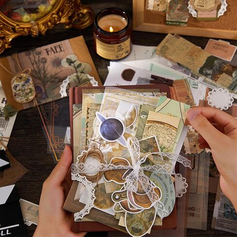 251PCS Vintage Scrapbook Supplies Pack, Scrapbooking Paper and Stickers Ephemera Bundle Junk Journal Kit for Art Aesthetic Journaling Collage Decoupage Craft (Space) in Kuwait