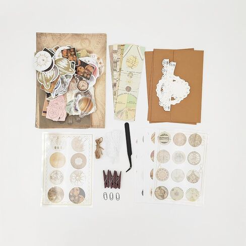 251PCS Vintage Scrapbook Supplies Pack, Scrapbooking Paper and Stickers Ephemera Bundle Junk Journal Kit for Art Aesthetic Journaling Collage Decoupage Craft (Space) in Kuwait
