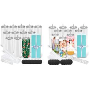 D · S BUNDDLE من 12 Pack Sublimation Tumblers 20 Oz Bulk Skinny Skinny Flat Bottom Cups فارغة فارغة و 10 حزمة تسامي Tumblers Bulk 20 Oz نحيل مستقيم القاع