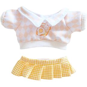 Niannyyhouse 20cm Plush Doll Clother Lapel Sweatshirt Swekirt Skirt Doll Up for Girls (Orange)