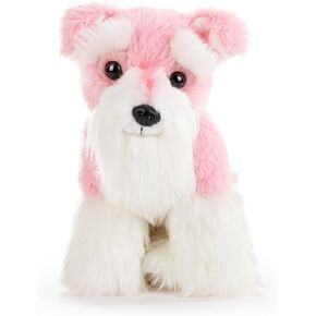 DEMDACO 5004810097 Animalcraft Schnauzer Dog Pink and White 8.5 x 8 Inch Polyester Soft Cuddly Plush Stuffed Animal