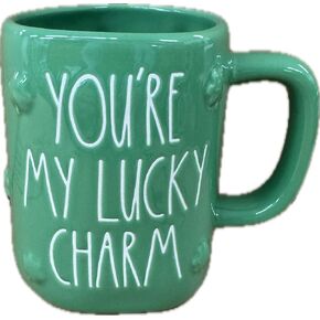 Rae Dunn TOP'O THE MORNING Mug Cup Saint Patrick's Day Green inside - double sided - ceramic in Kuwait