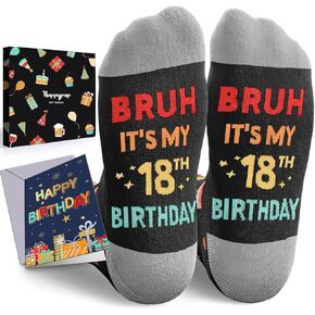 HAPPYPOP 18th Birthday Gifts for Teens - Socks for Young Adults Age 18, Presents for 18 Year Old Boys and Girls, 18 Yr Old Gift with Greeting Card