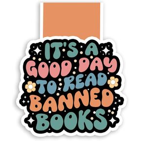 (2Pcs) It's A Good Day to Read Banned Books Magnetic Bookmark Book Page Markers Gift for Reading Lover Nerd Book Addict Bookish Reader Student Teacher Office Stationery - Size 2.9"x2.5" When Folded
