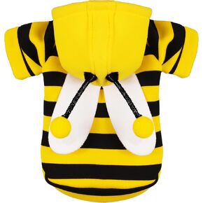 Adorable Bumblebee Halloween Costume Hoodie for Medium Dogs: Featuring Fun Wings and a Cozy Black and Yellow Sweatshirt Design, Perfect for Cosplay and Festive Celebrations! XL