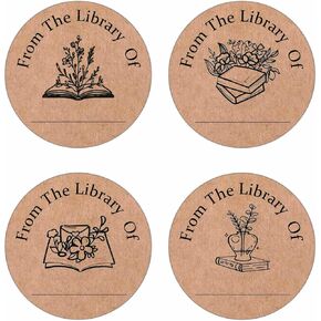 500 Pcs Kraft This Book Belongs to Stickers 2 inch “from The Library of" Stickers Round Library Labels Adhesive Name Labels BookPlates for School Supplies, Teacher Supplies