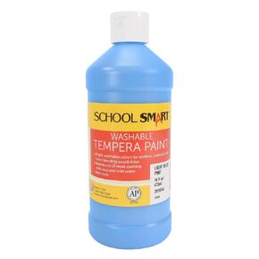 School Smart Washable Tempera Paint, Light Blue, 1 Pint Bottle