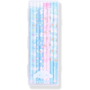 San -Rio Kawaii Formes 8pcs Pencil Set - تشمل 8 أقلام الرصاص مع تصميمات لطيفة وحالة قلم رصاص بلاستيكية واضحة - مثالية للموردين للفن والمكاتب - منظم القرطاسية (Cinnamonroll)