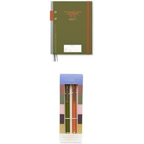 DesignWorks Ink Army Green and Chili Notebook and Mechanical Pencils