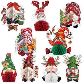 قطع مركزية لعيد الميلاد للطاولة ، 9pcs عيد الميلاد قرص العسل المركزي ، 3D SANTA لافتات الحفلات مائدة الطاولة لمكتب عطلة الشتاء منزل الأحداث الحفلات