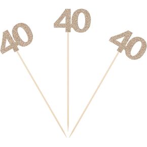 Pack of 10 Rose Gold Glittery 40th Birthday Centerpiece Sticks Number 40 Table Topper Adult Birthday Anniversary Pary Decorations