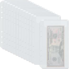 24pcs 6-romes binder pockets ، PVC Binder Inserts Sercial منظم للميزانية النقدية ، لتخزين نقود فاتورة الملفات (A6)
