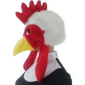 2023 Cute Chicken Head Mask Plush Rooster Cosplay Dress Up Hat for Halloween Christmas Party Costume