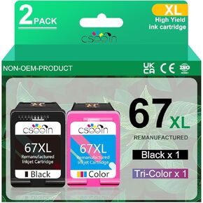67XL حبر خراطيش استبدال الحبر 67 67XL حزمة التحرير والسرد يعمل من أجل Deskjet 2755e 2700 2855e 2800 4155e 4255e 2755 2852e envy 6055e 6000 6455e 6400 الطابعة (أسود ، اللون)