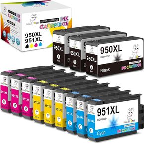 Miss Deer 950 951 XL Ink Cartridge Combo Pack Combo Combo Compatible Cypatible Cypatible Pack Placting for HP 950 951XL ، لاستخدامها مع HP OfficeJet Pro 8610 8600 8620 8630 8640 8100 8615 251DW 276DW ، 12 Pack ، 12 Pack