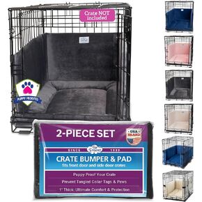Pet Dreams Dog Dog Crate Pumper & Mat Set- واقي ذيل Comfy Liner و Dog for Inside Crate ، يناسب أقفاص Icrate 18 ، 24 ، 30 ، 36 ، 42 ، 48 بوصة (رمادي ، xx-large ، 48 ")