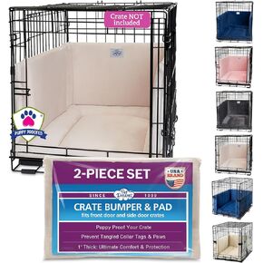 Pet Dreams Dog Dog Crate Pumper & Mat Set- واقي ذيل Comfy Liner و Dog for Inside Crate ، يناسب أقفاص Icrate 18 ، 24 ، 30 ، 36 ، 42 ، 48 بوصة (العاج ، المتوسطة ، 30 ")