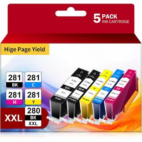 استبدال خرطوشة الحبر المتوافقة مع Canon PGI-280XXL CLI-281XXL 280 XXL 281 XXL متوافق مع TR8620A TR8620 TS702A TS9520 TS9521C TR8520 TS6220 TS6320 TS8220 5-PACK COMBO