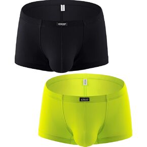 IKINGSKY Men's Silky Boxer Briefs Soft Bulge Shorts Underwear Sexy Low Rise Trunk Under Panties for Men