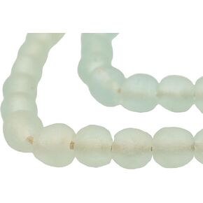 حبات الزجاج المعاد تدويرها من African Chest African مصنوعة يدويًا في غانا Clear Aqua 14mm لتصنيع المجوهرات والحرف اليدوية والديكور المنزلي ما يقرب من 40-45 حبة