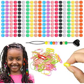G Genleas 260pcs حبات السيليكون ، حبات الشعر السيليكون الملونة 5 ملم للضفائر للفتيات ، مع 100pcs نطاقات مطاطية مرنة و 2pcs حبات سريعة in Kuwait