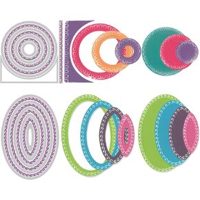 Briartw 2 Pcs Framelits Dies for Card Making,Arched Circles and Classic Ovals Cutting Dies Metal Stencil for Emobossing Template Decoration Invitations Gift Cards DIY Scrapbooking Crafts