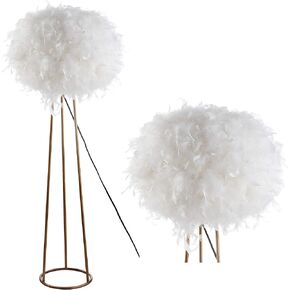 JONATHAN Y JYL9052A Stork 52" Feather Metal LED Floor Lamp, Bohemian, Glam, Modern, Contemporary, Transitional, Ethereal Aesthetic, Office, Bedroom, Living Room, Family Room, Dining Room, White/Gold