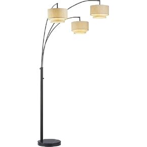Artiva USA Lumiere III 83" Double Shade LED Arched Floor Lamp with Marble Base &Dimmer, Dark Bronze