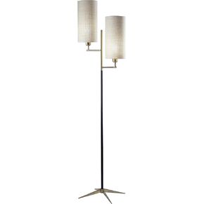 Adesso 3474-01 Davis, Floor Lamp, Matte Black/Antique Brass