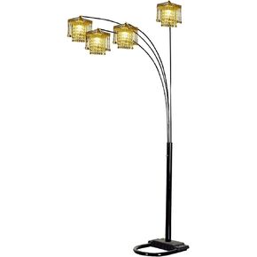 Ore International 4 Arm Arch Floor Lamp - Gold Shade