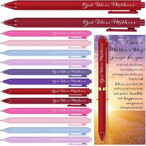 Eersida 72 Sets Mothers Day Gifts for Church Bulk God Bless Mothers Day Pens 8 Colors Christian Pens Bible Verse Ballpoint Religious Gift Cards Christian Cards with Ties for Church Birthday